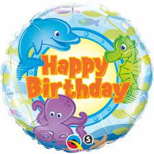 Sea Creatures Happy Birthday Foil Balloon - UpUpNAwayBalloons
