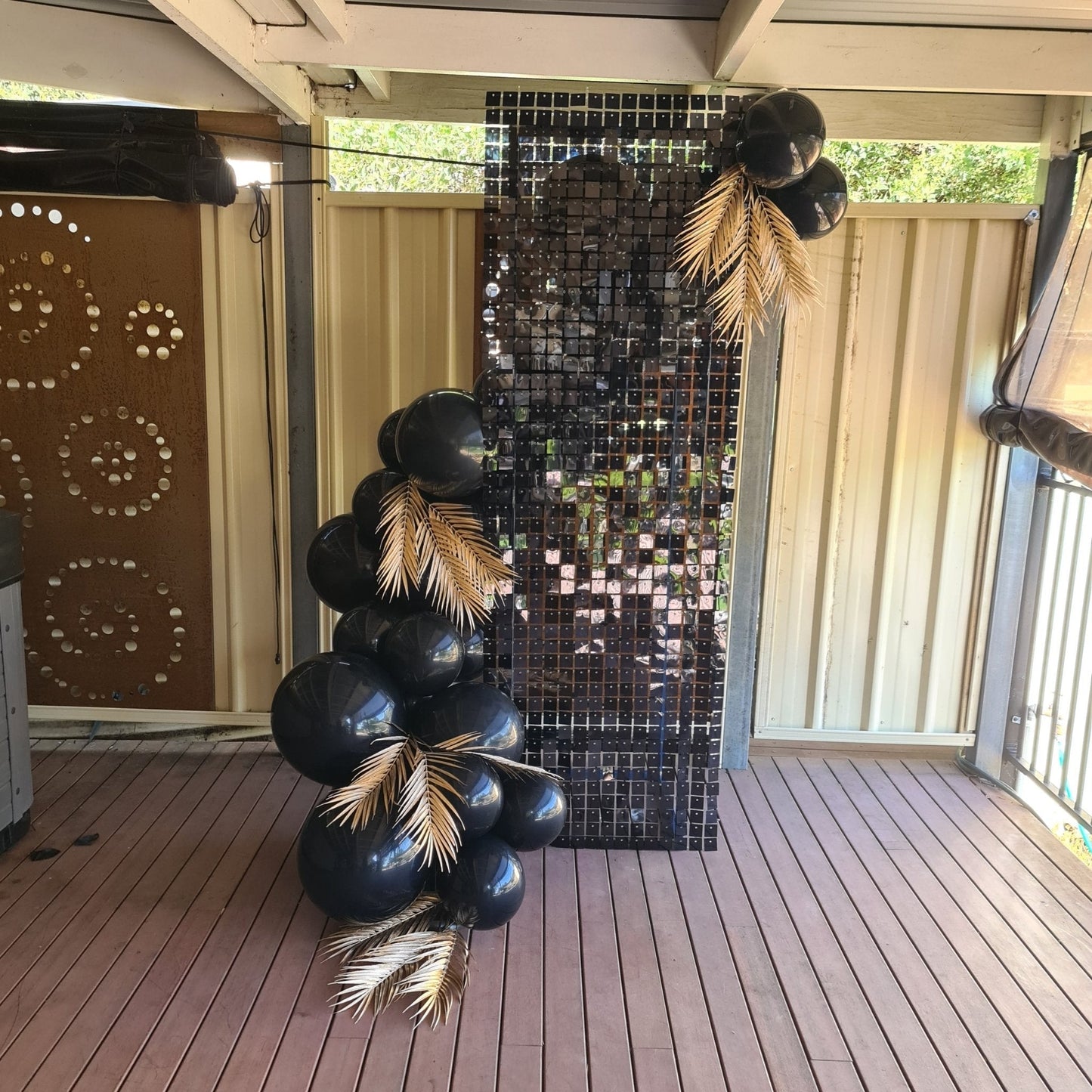 Shimmer Wall Backdrop for Hire (12 panels) - 4 colours to choose from - Only available when ordering Balloon Garlands also - UpUpNAwayBalloons