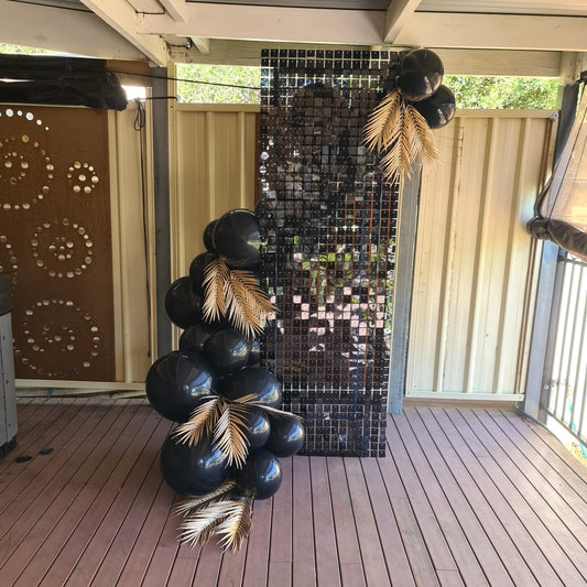 Shimmer Wall Backdrop for Hire (12 panels) - 4 colours to choose from - Only available when ordering Balloon Garlands also - UpUpNAwayBalloons