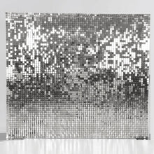 Load image into Gallery viewer, Silver Shimmer Wall Backdrop for Hire - Only available when ordering Balloon Garlands also - UpUpNAwayBalloons
