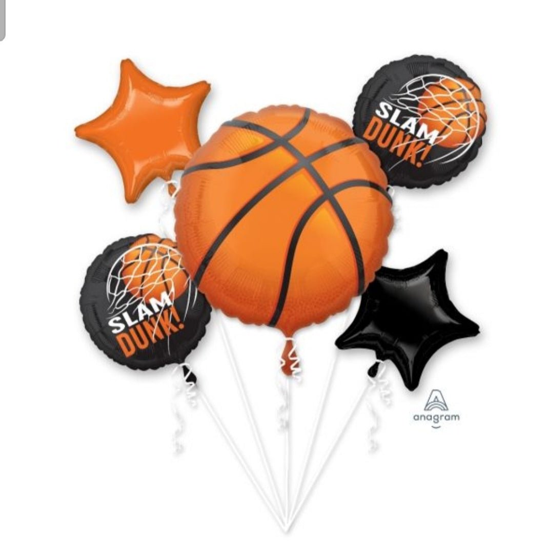 Slam Dunk Basketball Birthday Helium Balloon Bouquet by UpUpNAwayBalloons
