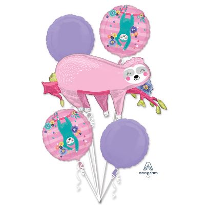 Sloth Birthday Helium Balloon Bouquet by UpUpNAwayBalloons