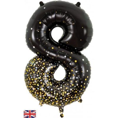 Sparkling Fizz Black & Gold Dots - UpUpNAwayBalloons