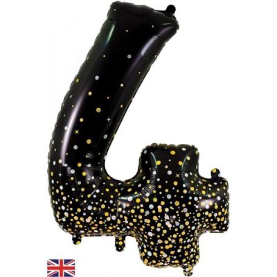 Sparkling Fizz Black & Gold Dots - UpUpNAwayBalloons