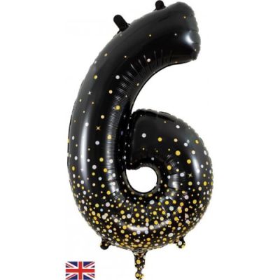 Sparkling Fizz Black & Gold Dots - UpUpNAwayBalloons