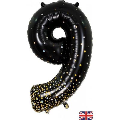 Sparkling Fizz Black & Gold Dots - UpUpNAwayBalloons