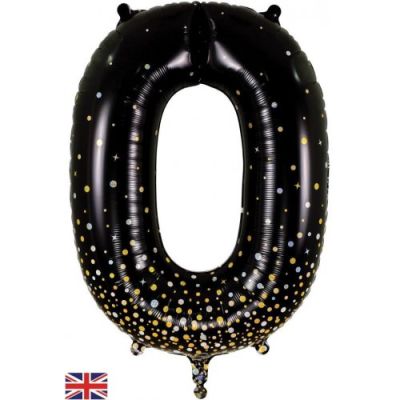 Sparkling Fizz Black & Gold Dots - UpUpNAwayBalloons