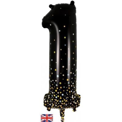 Sparkling Fizz Black & Gold Dots - UpUpNAwayBalloons