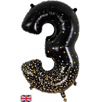 Sparkling Fizz Black & Gold Dots - UpUpNAwayBalloons