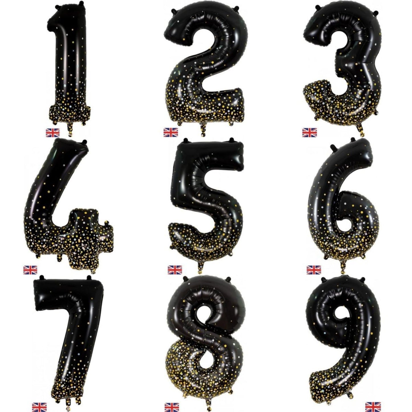 Sparkling Fizz Black & Gold Dots - UpUpNAwayBalloons