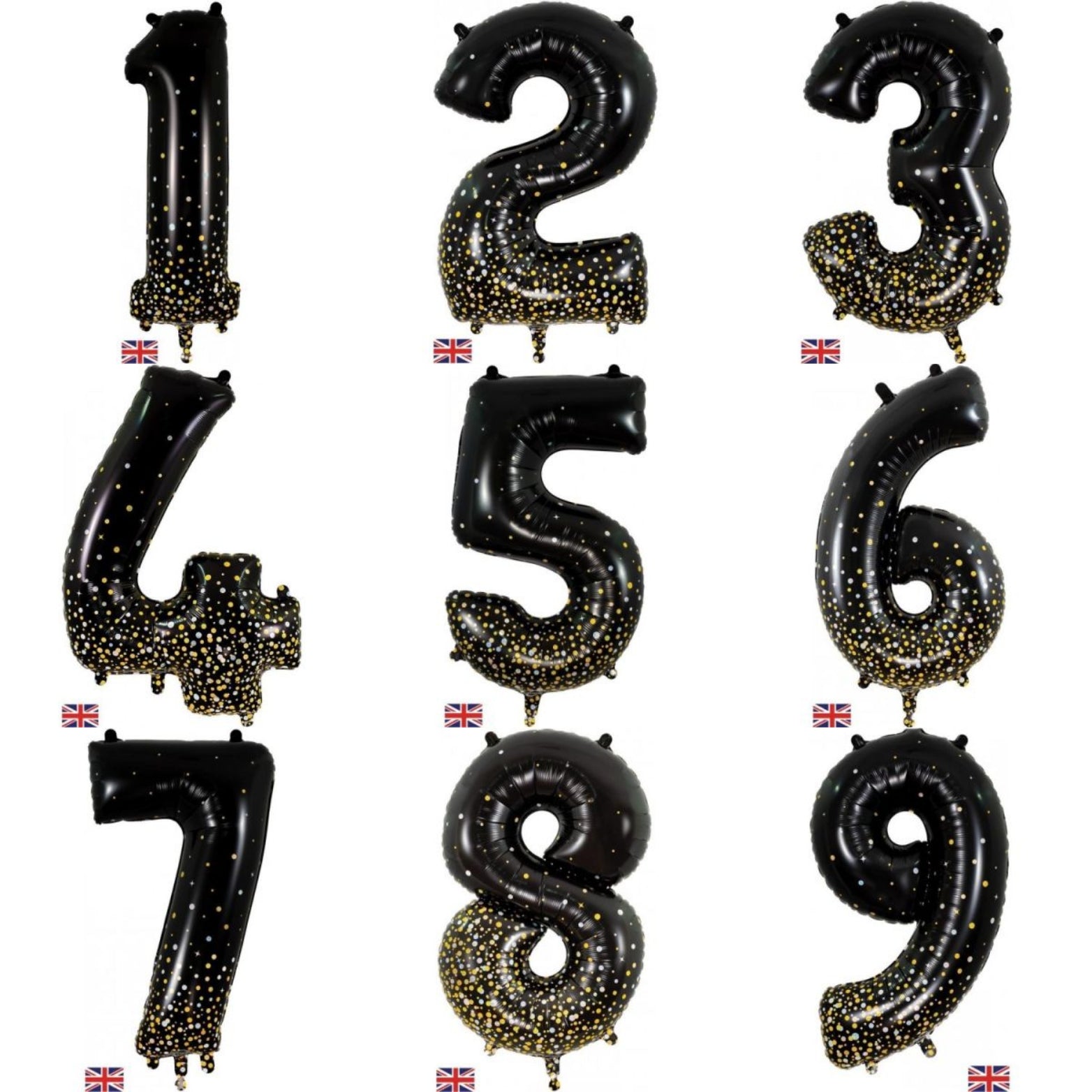 Sparkling Fizz Black & Gold Dots - UpUpNAwayBalloons