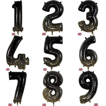 Sparkling Fizz Black & Gold Dots - UpUpNAwayBalloons