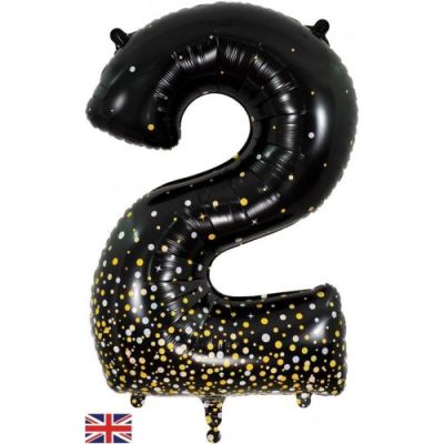 Sparkling Fizz Black & Gold Dots - UpUpNAwayBalloons