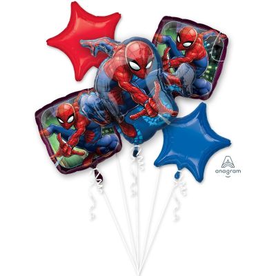 Spiderman Birthday Helium Balloon Bouquet by UpUpNAwayBalloons