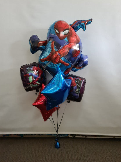 Spiderman Birthday Helium Balloon Bouquet by UpUpNAwayBalloons
