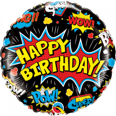 Superhero Happy Birthday 45cm Foil Balloon (2 designs to choose from) by UpUpNAwayBalloons