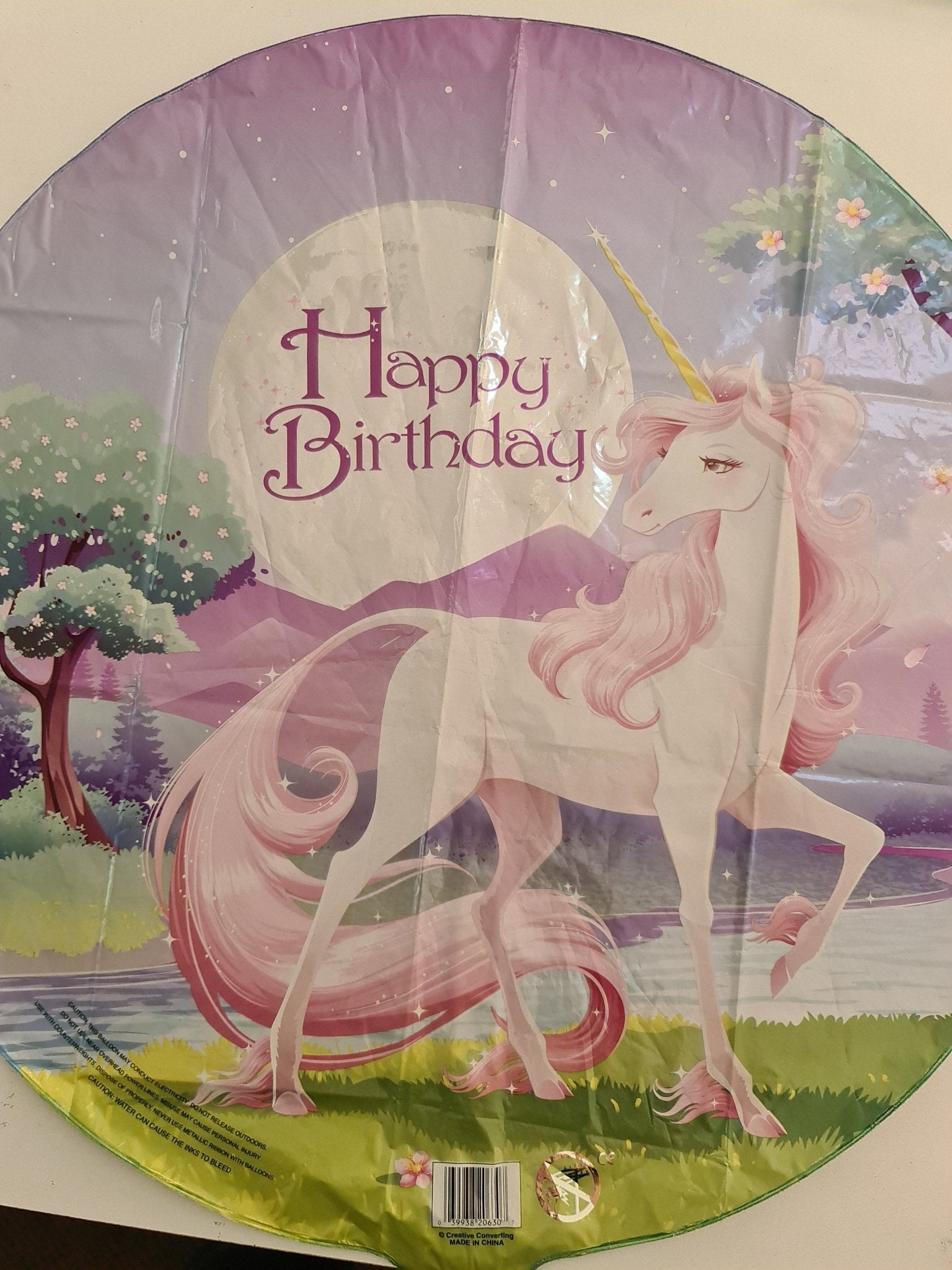 Unicorn Happy Birthday 45cm Foil Balloon by UpUpNAwayBalloons