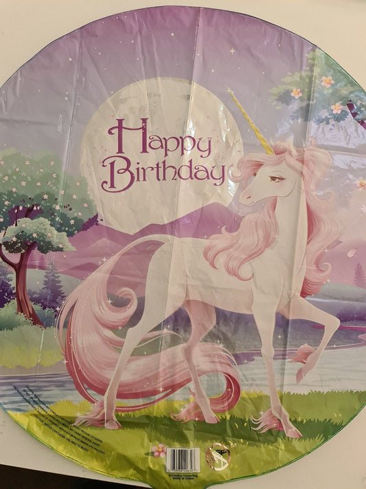 Unicorn Happy Birthday 45cm Foil Balloon by UpUpNAwayBalloons
