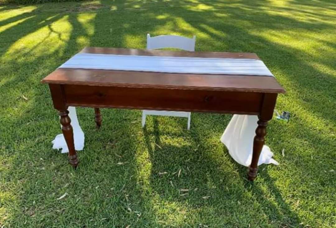 Wedding Signing Table & Chair for Hire by UpUpNAwayBalloons