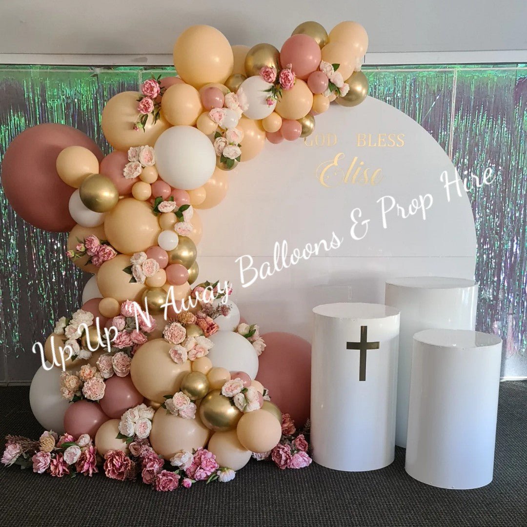 White Acrylic Gloss Backdrop for Hire - Only available when ordering Balloon Garlands also by UpUpNAwayBalloons