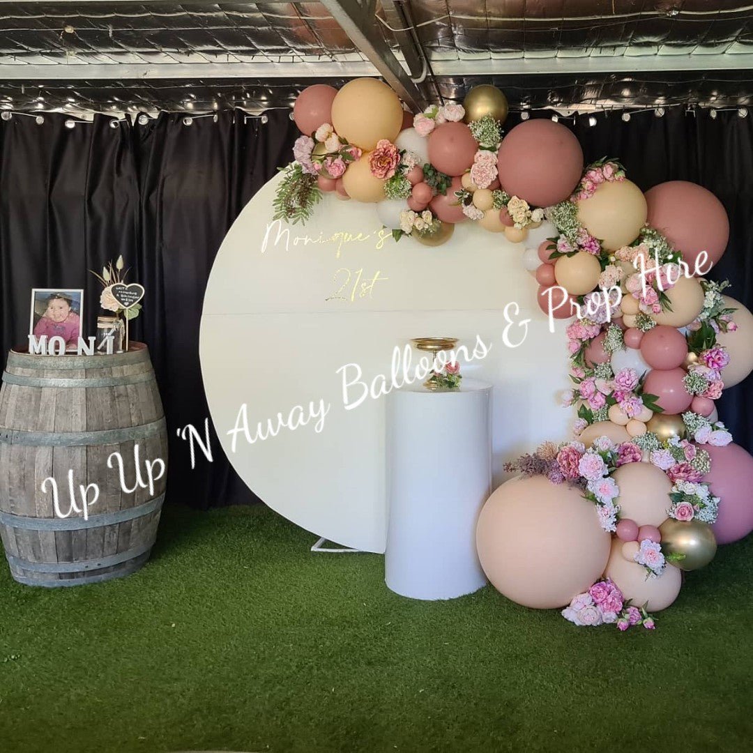 White Acrylic Gloss Backdrop for Hire - Only available when ordering Balloon Garlands also by UpUpNAwayBalloons