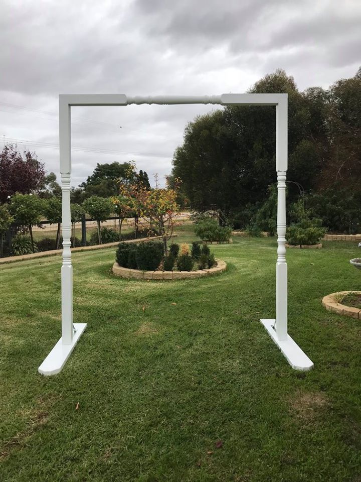 White Wedding Arbour for Hire by UpUpNAwayBalloons