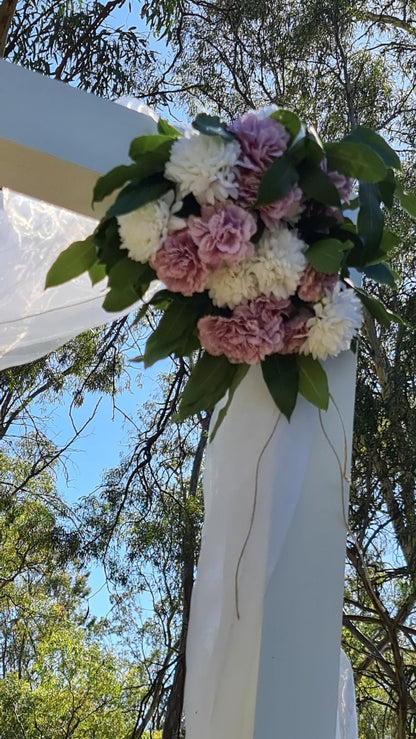 White Wedding Arbour for Hire by UpUpNAwayBalloons
