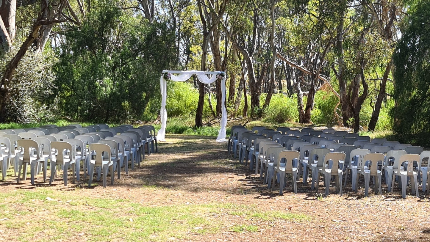 White Wedding Arbour for Hire by UpUpNAwayBalloons
