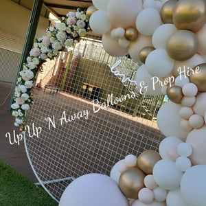 mesh screen backdrops for hire (4 styles to choose from) white round screen