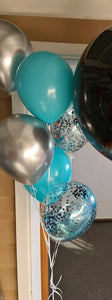 6 balloon bouquet blue arrangement