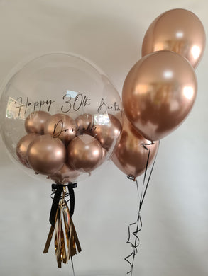 personalised deco bubble balloons & table bouquet