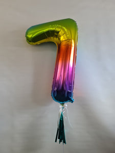 balloon numbers [single digit] & with tassel & bow.