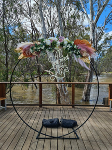 Backdrop flower arrangements - UpUpNAwayBalloons