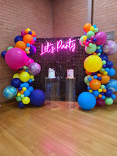 Load image into Gallery viewer, Black Shimmer Wall Backdrop for Hire - UpUpNAwayBalloons
