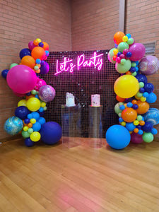 Black Shimmer Wall Backdrop for Hire - UpUpNAwayBalloons