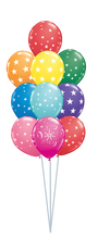 Load image into Gallery viewer, balloon bouquet printed and plain (ranging from 3 balloons - 12 balloons) 10 balloon bouquet
