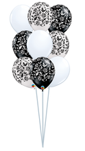 Load image into Gallery viewer, balloon bouquet printed and plain (ranging from 3 balloons - 12 balloons) 9 balloon bouquet
