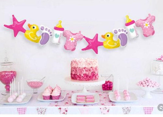 Baby Girl Bunting / Garland - UpUpNAwayBalloons