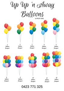 balloon bouquet plain (ranging from 3 balloons - 12 balloons)