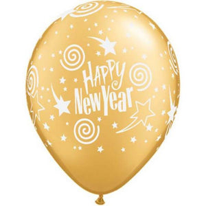 happy new year latex bouquet gold swirl