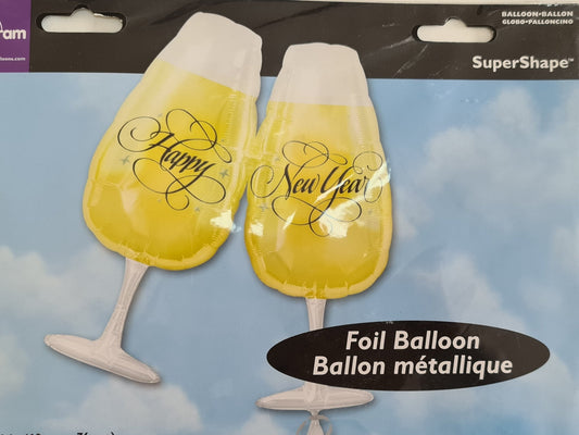 Happy New Year Champ Glasses - UpUpNAwayBalloons