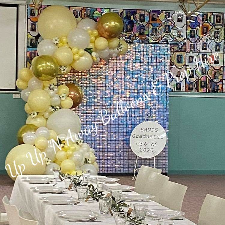 Iridescent Shimmer Wall Backdrop for Hire - UpUpNAwayBalloons