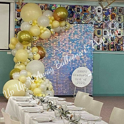 Iridescent Shimmer Wall Backdrop for Hire - UpUpNAwayBalloons