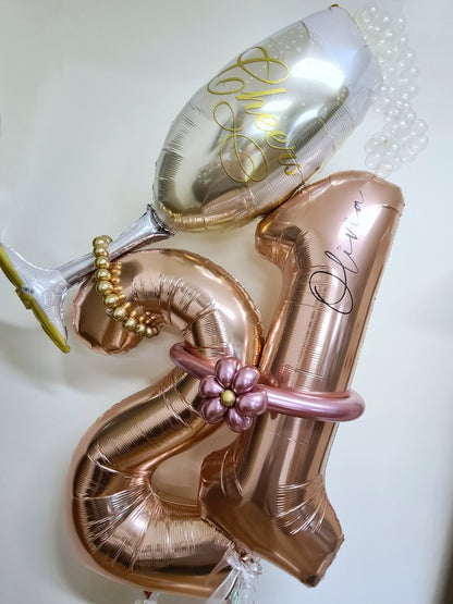 Marquee style Helium Personalised Numbers - UpUpNAwayBalloons