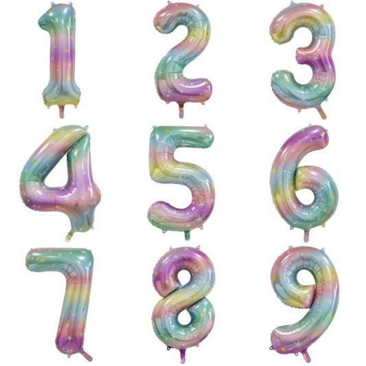 Pastel Rainbow Numbers - UpUpNAwayBalloons