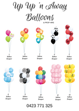 Load image into Gallery viewer, balloon bouquet printed and plain (ranging from 3 balloons - 12 balloons)
