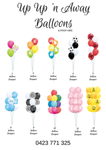 balloon bouquet printed and plain (ranging from 3 balloons - 12 balloons)