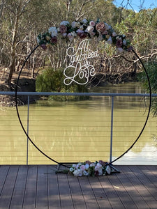 Backdrop flower arrangements - UpUpNAwayBalloons