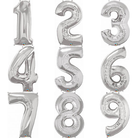Silver Numbers - UpUpNAwayBalloons
