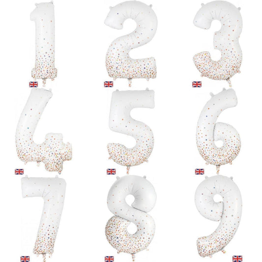 Sparkling Fizz White & Rose Gold Dots - UpUpNAwayBalloons